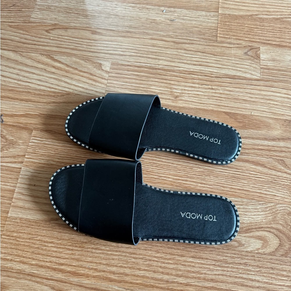 Top Moda Black Women's Slide Sandals